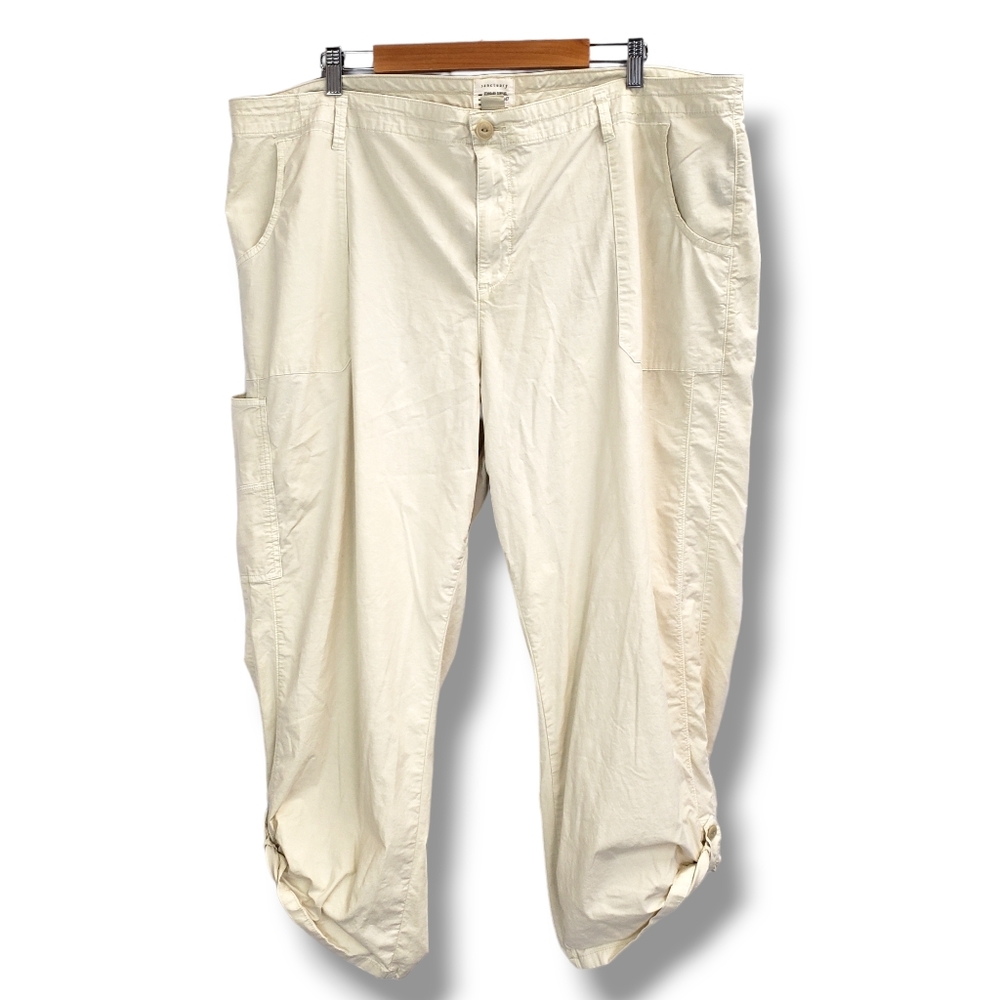 Sanctuary Cream Cropped Capri Cargo Pants Size 22W